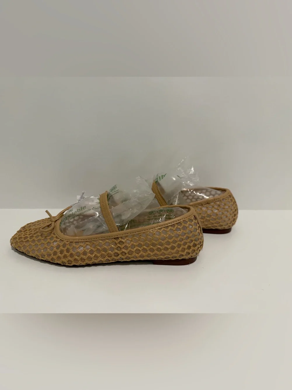 NEW J. Crew Factory Woven Square-Toe Ballet Flats Shoes 7.5 Mesh Natural Raffia